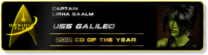 Winner of Obsidian Fleet's 2012 James T. Kirk CO of the Year Award!